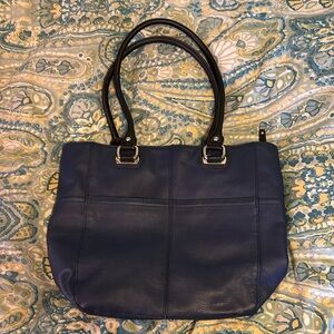 Tignanello Navy Blue purse with black handles